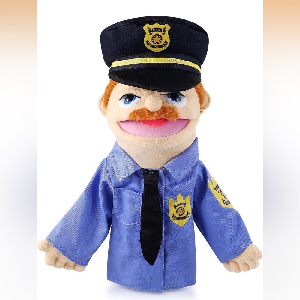 Role Play Hand Plush Policeman Puppet Teaching Preschool Toy (36+Months)